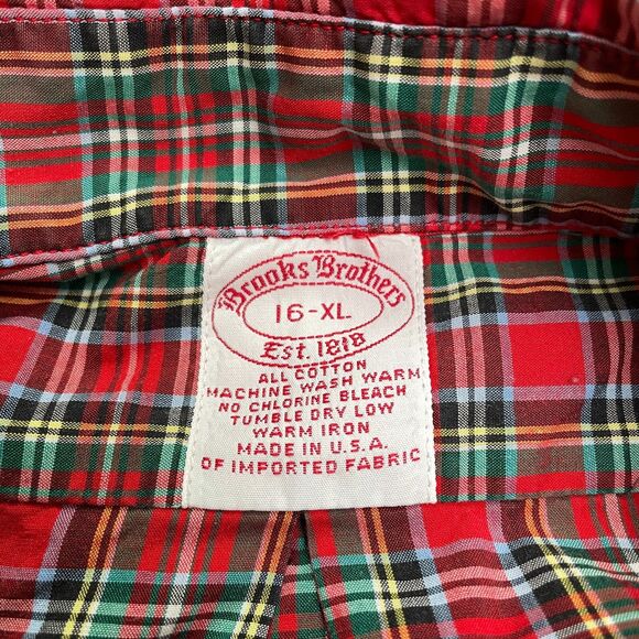 Brooks Brothers Button Down Shirt Mens 16 XL Multicolor Plaid Cotton Outdoor - Picture 4 of 9